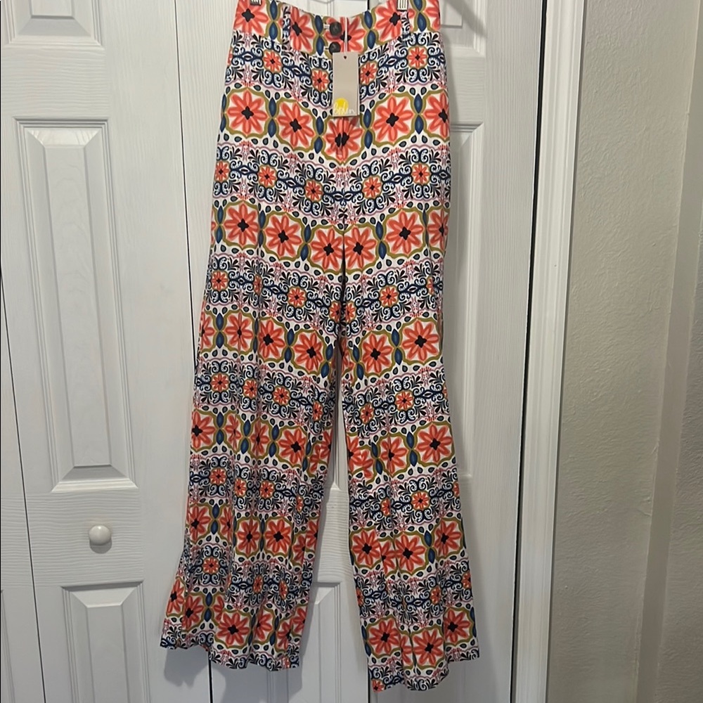 Boden blue and Orange Wide Leg  pants
